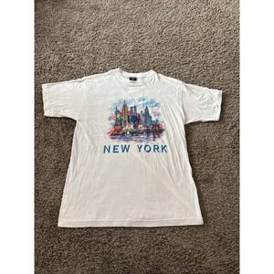 Vintage New‎ York Tee T-Shirt White Size Medium M Graphic Souvenir